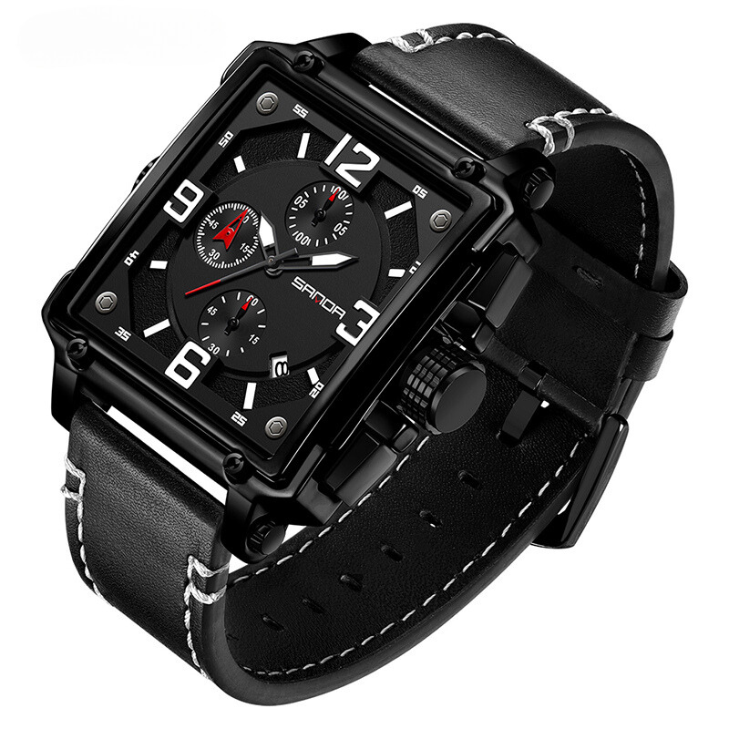 Men’s Leather Quartz Tactical Watch