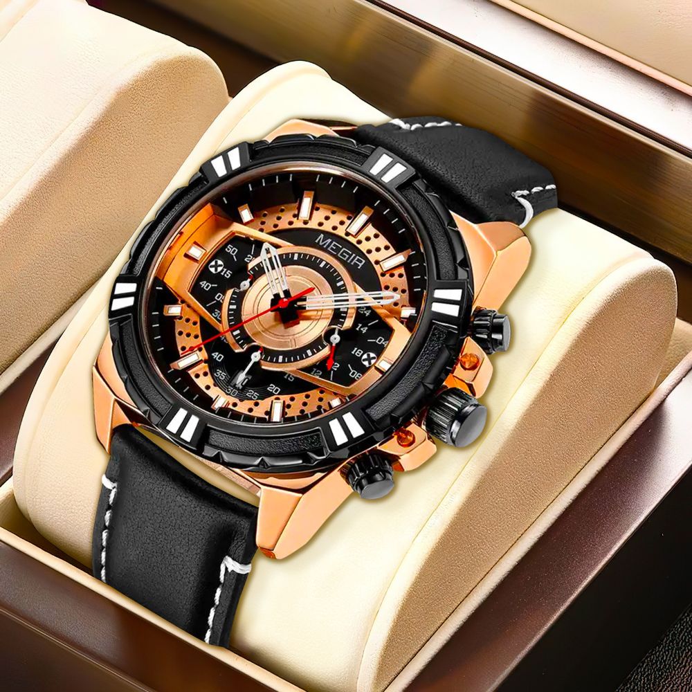 Luxury Quartz Chronograph Military Sport Leather Watch