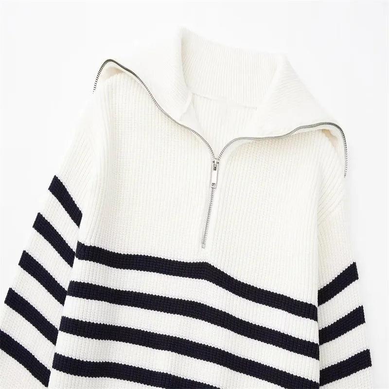 Lancaster Striped Zip Up Sweater