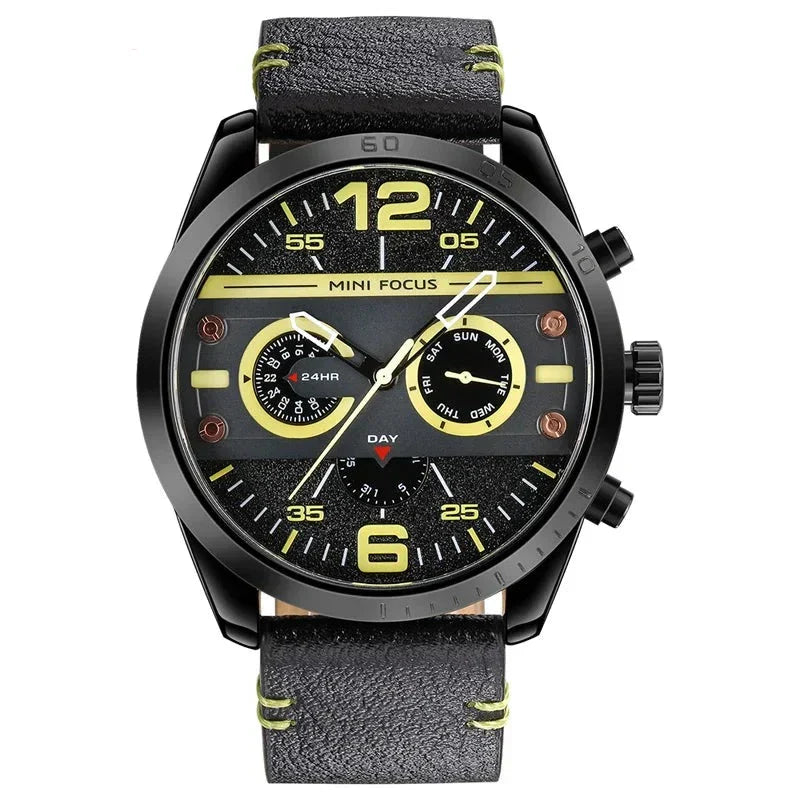 Luxury Leather Band Quartz Chronograph Waterproof Sports Watch