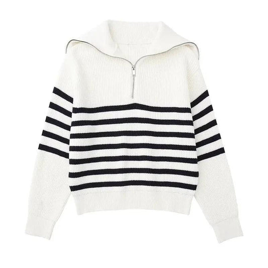 Lancaster Striped Zip Up Sweater