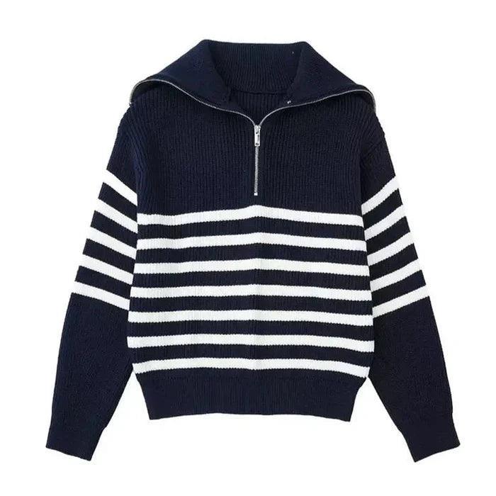 Lancaster Striped Zip Up Sweater