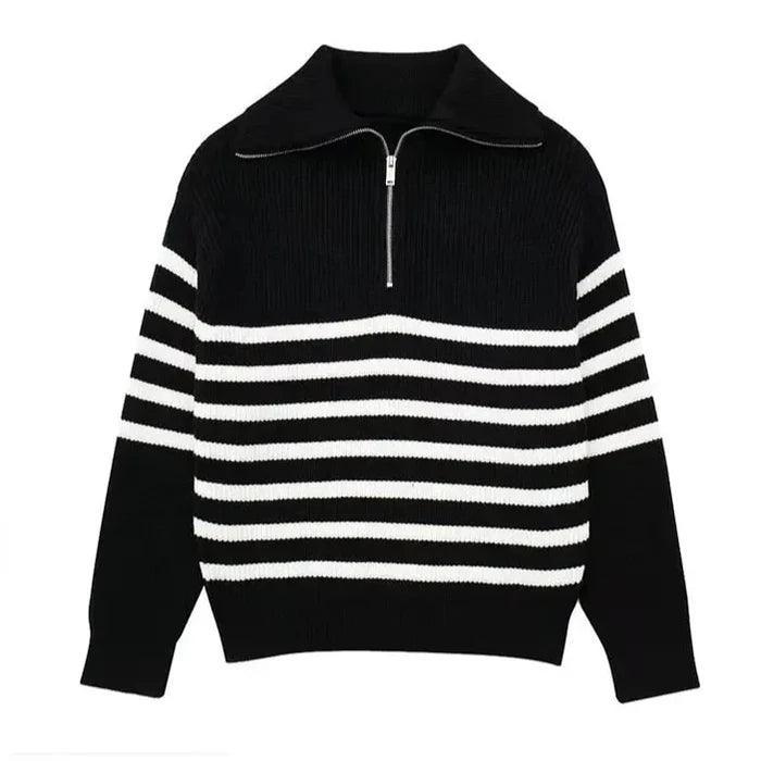 Lancaster Striped Zip Up Sweater