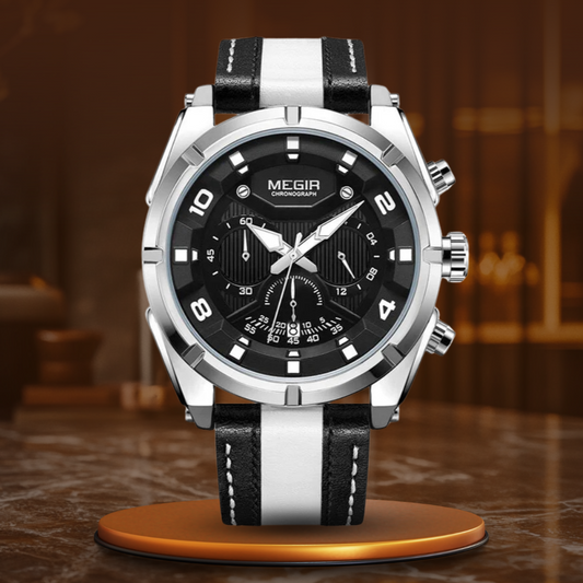 Luxury Leather Military Sport Chronograph Watch