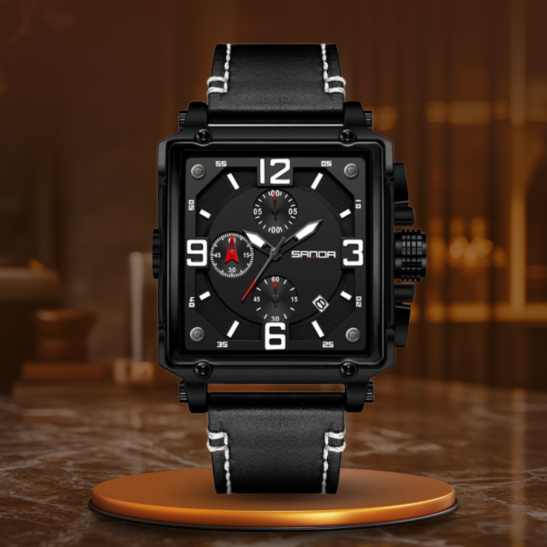 Men’s Leather Quartz Tactical Watch