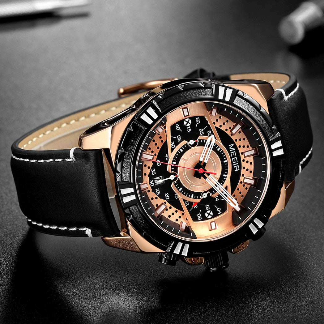 Luxury Quartz Chronograph Military Sport Leather Watch