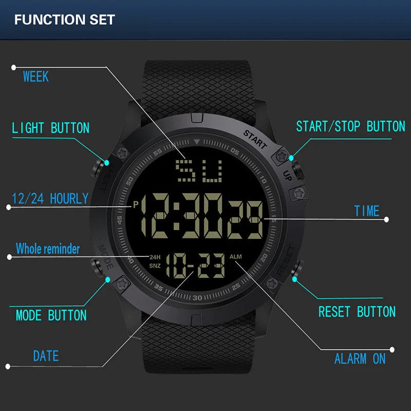 Rugged LED Digital Military Sports Watch