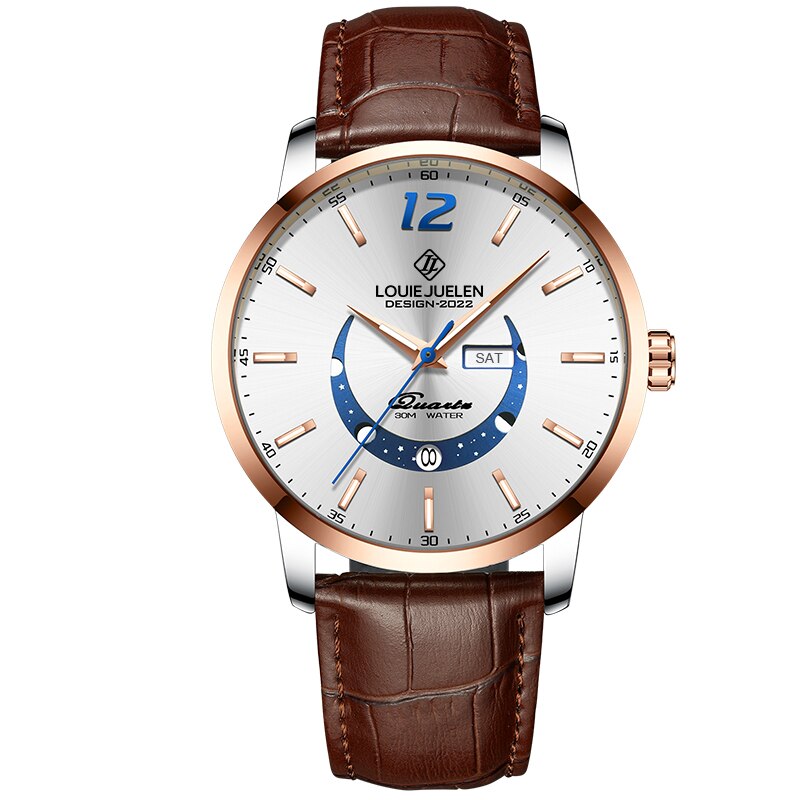 Elegant Moonphase Watch with Luminous Calendar Week